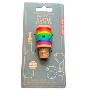 NEW Kikkerland Rainbow Drink Markers & Bottle Stopper Silicone